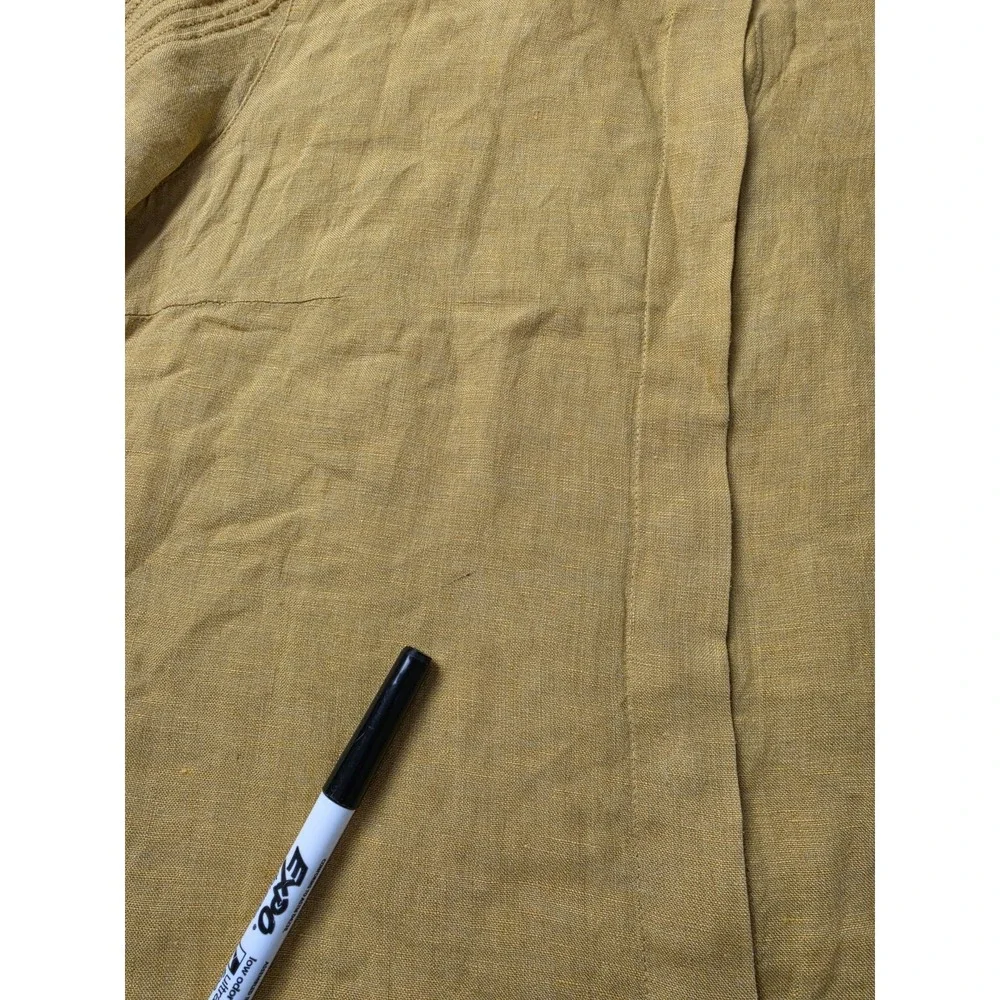 Akris Punto Blouse Womens Linen Yellow Mandarin Collar Pleated Sleeve Top - Picture 5 of 8